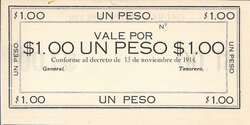1 PESO COLUMNA GALVEZ TOSCANO (1914)