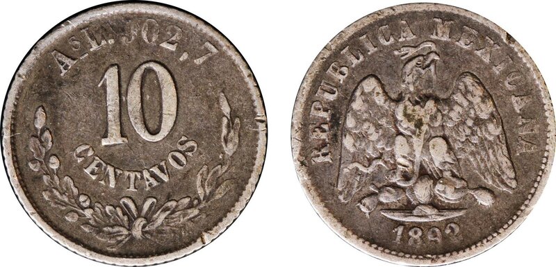 10 CENTAVOS ALAMOS (1892)