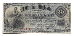 25 CENTAVOS DEL BANCO MEJICANO (1878)