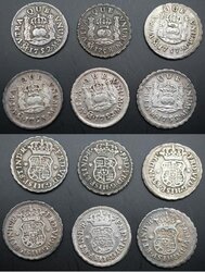 LOTE DE 6 PIEZAS DE 1/2 REAL (1752 a 1758)