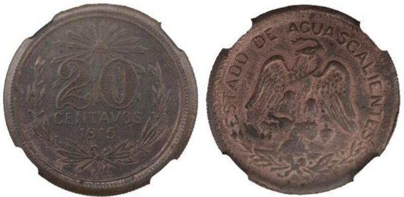 20 CENTAVOS AGUASCALIENTES (1915)