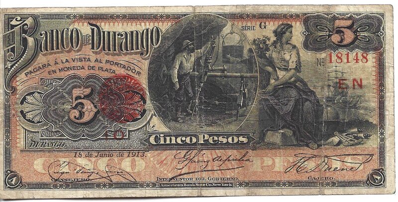 5 PESOS DE DURANGO (1913)