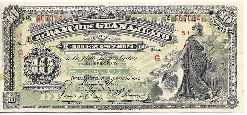 10 PESOS BANO DE GUANAJUATO (1914)