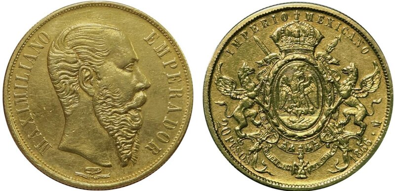 20 PESOS ORO MAXIMILIANO (1869)